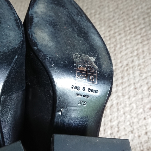 Rag & Bone Millie Suede & Leather Chunky Heel Mule In Black size 37 - Picture 13 of 15